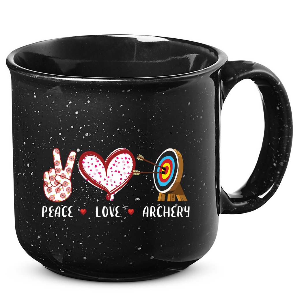 Peace Love Archery Target Gifts Men Women Archers 15oz Campfire Ceramic Mug