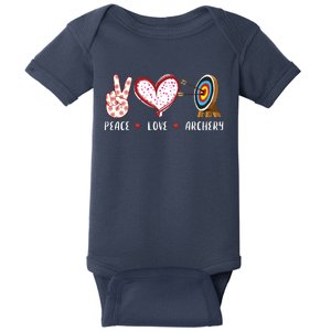 Peace Love Archery Target Gifts Men Women Archers Baby Bodysuit