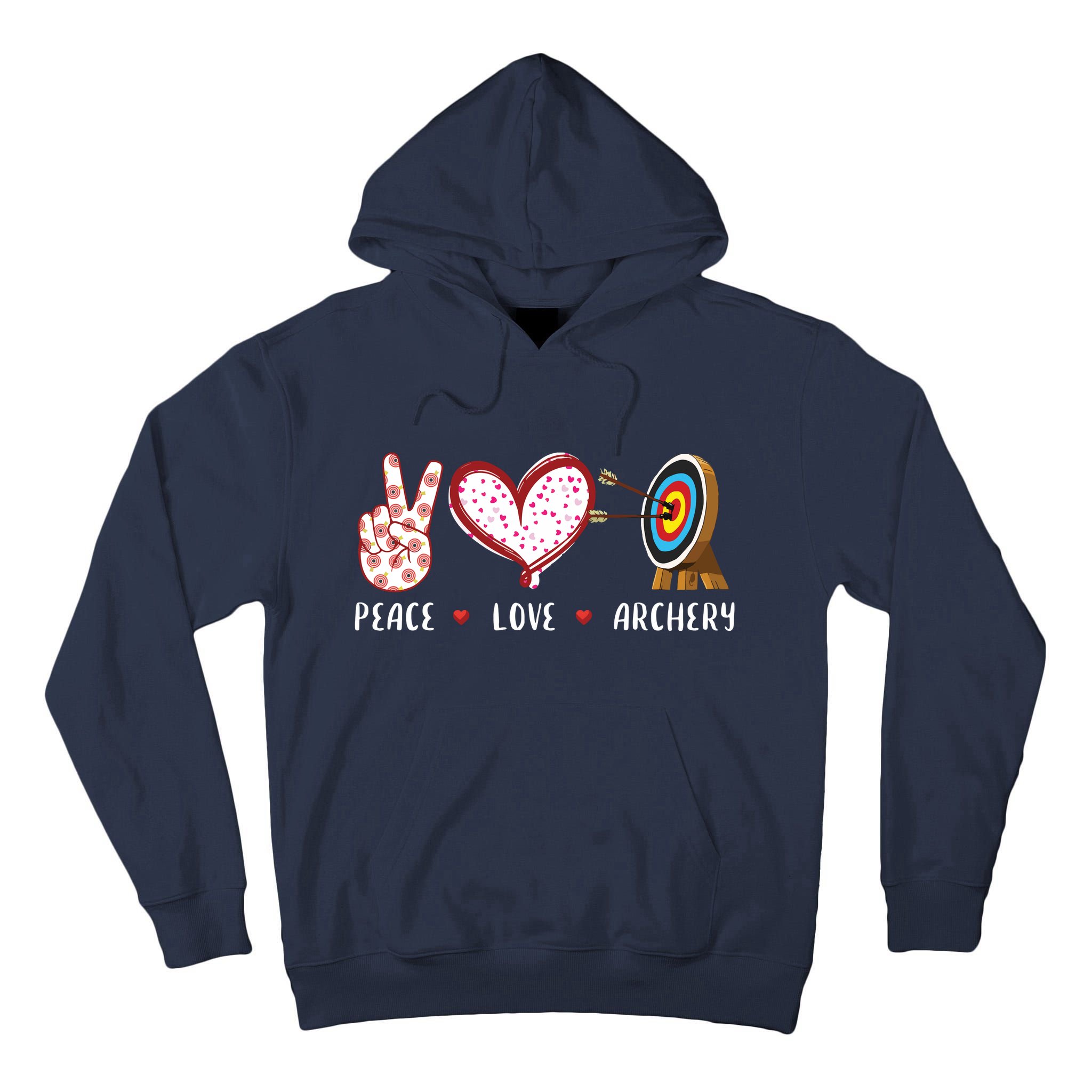 Peace Love Archery Target Gifts Men Women Archers Tall Hoodie