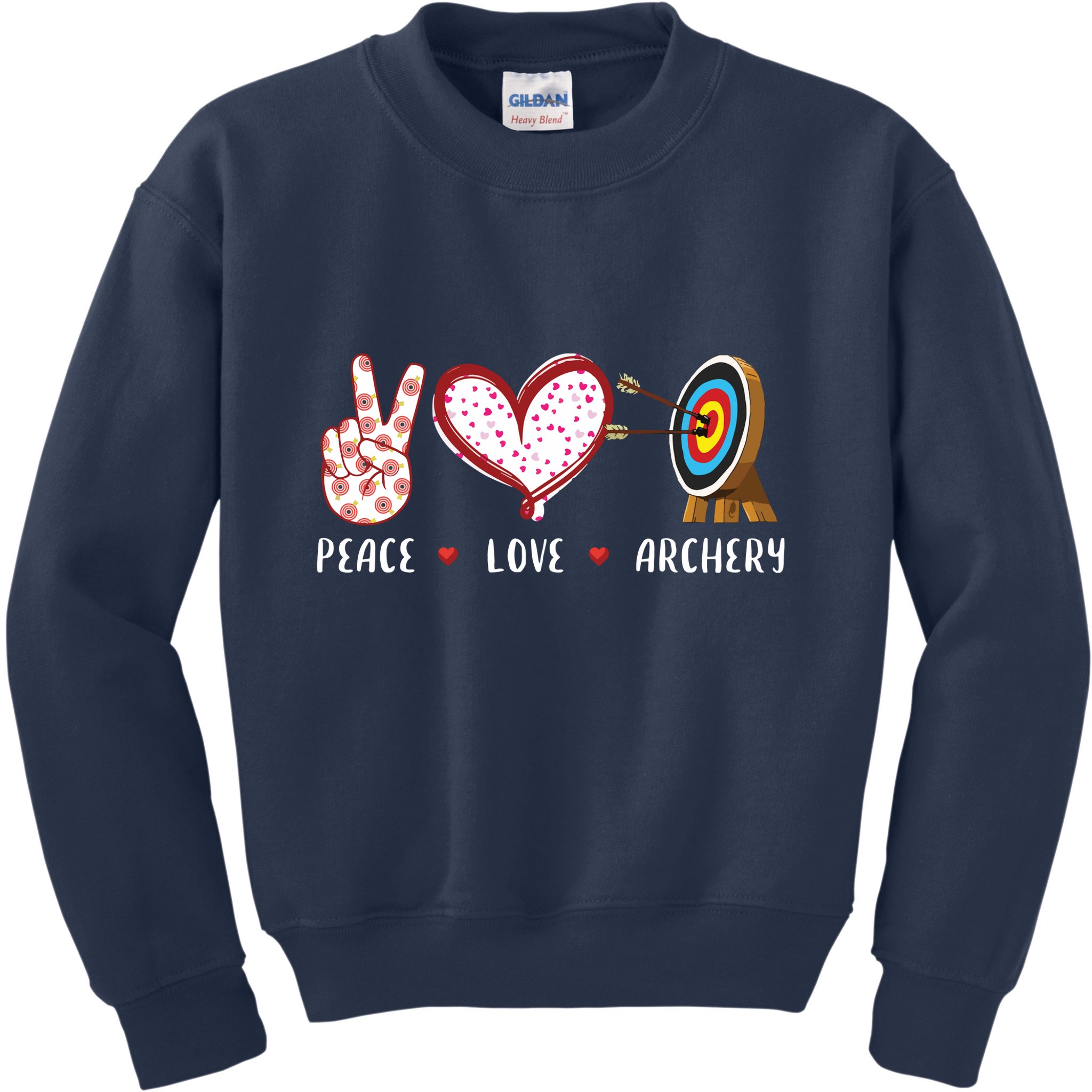 Peace Love Archery Target Gifts Men Women Archers Kids Sweatshirt