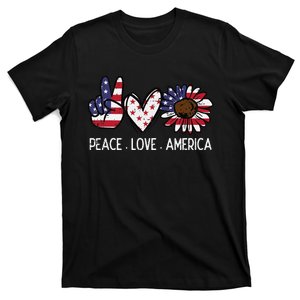 Peace Love America US Flag Fourth Wo 4th Of July Patriot T-Shirt