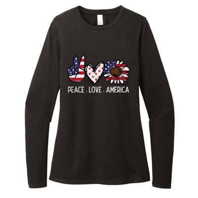 Peace Love America US Flag Fourth Wo 4th Of July Patriot Womens CVC Long Sleeve Shirt