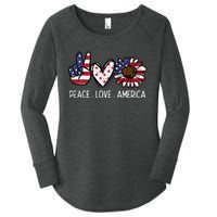 Peace Love America US Flag Fourth Wo 4th Of July Patriot Women's Perfect Tri Tunic Long Sleeve Shirt