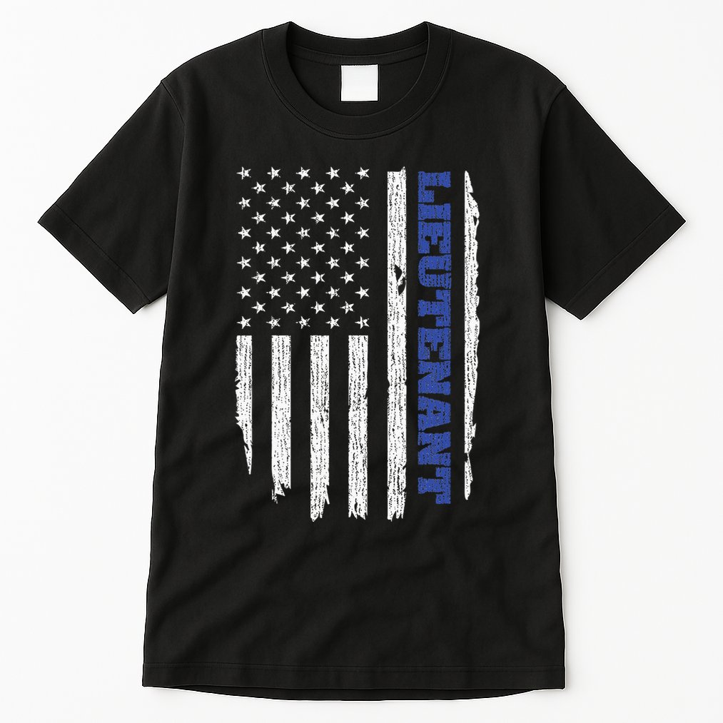 Police Lieutenant American Flag Usa Thin Blue Tall T-Shirt