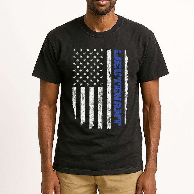 Police Lieutenant American Flag Usa Thin Blue Tall T-Shirt
