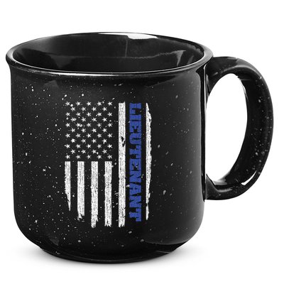 Police Lieutenant American Flag Usa Thin Blue 15oz Campfire Ceramic Mug