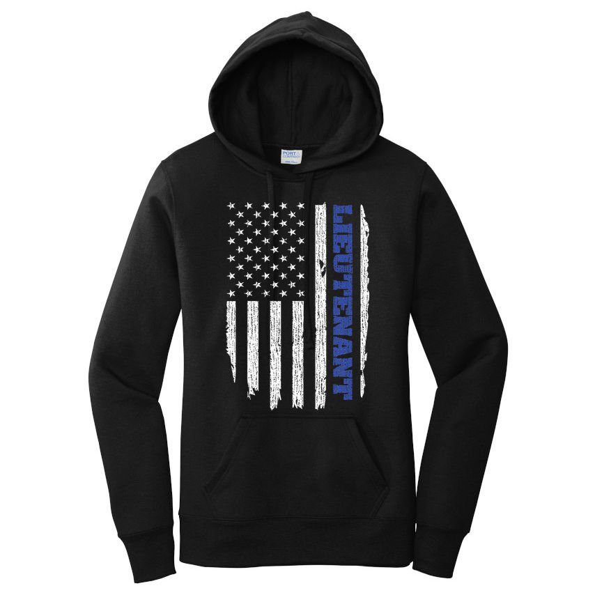 Police Lieutenant American Flag Usa Thin Blue Women's Pullover Hoodie