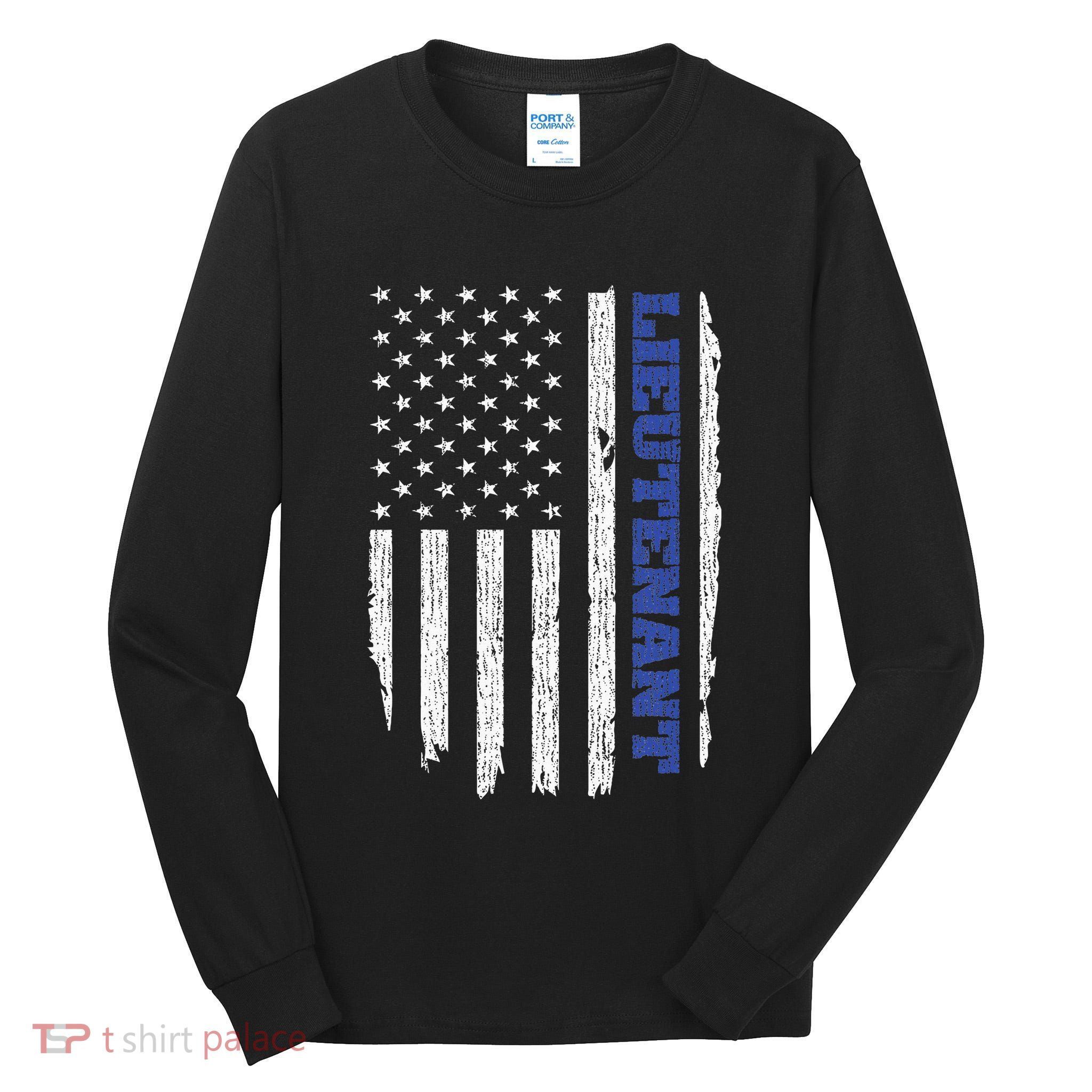 Police Lieutenant American Flag Usa Thin Blue Tall Long Sleeve T-Shirt