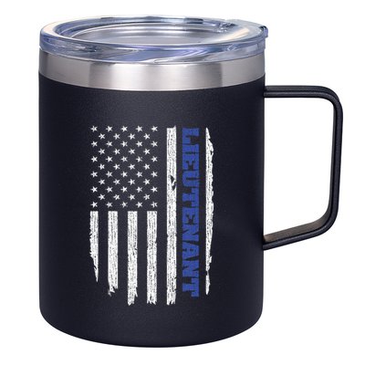 Police Lieutenant American Flag Usa Thin Blue 12oz Stainless Steel Coffee Mug