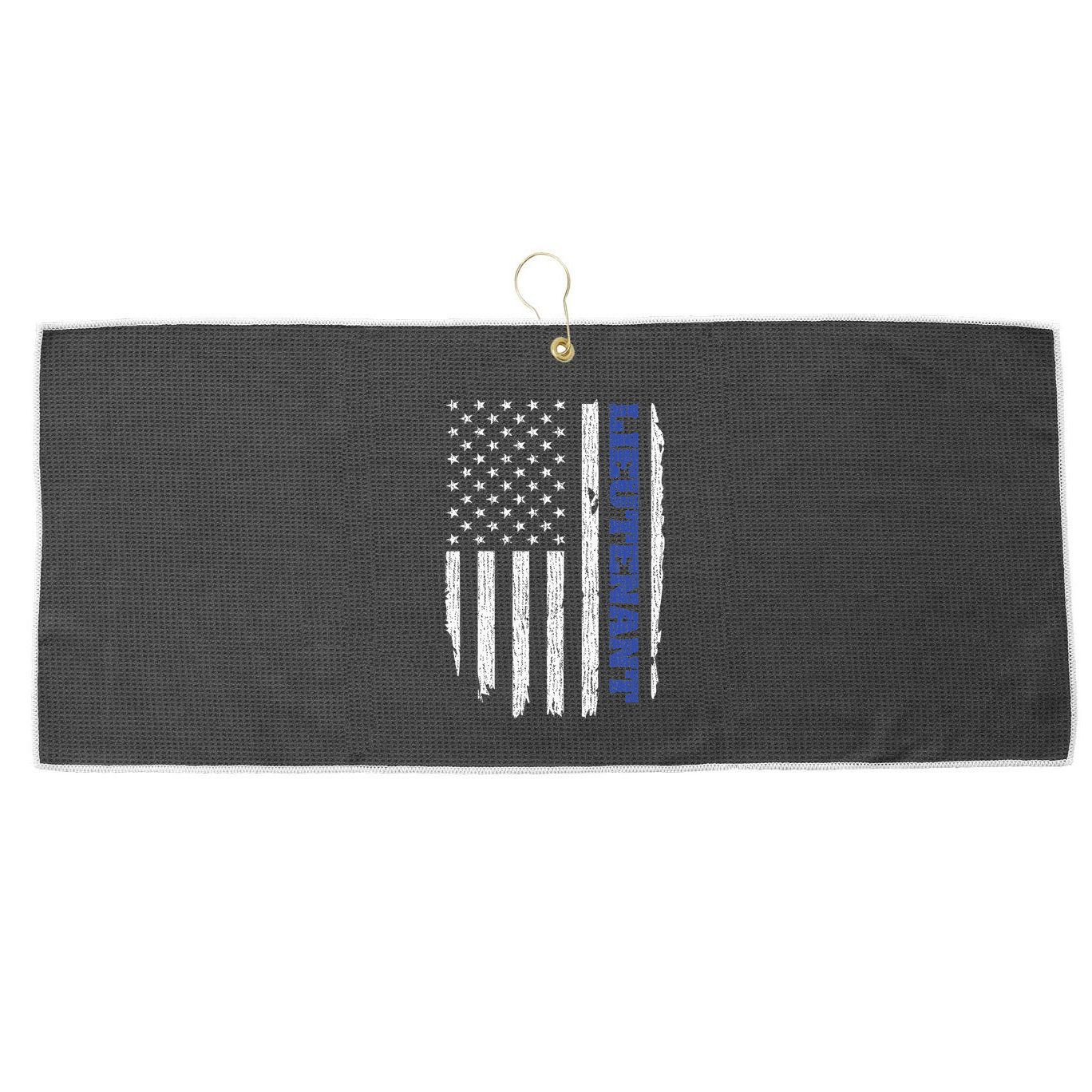 Police Lieutenant American Flag Usa Thin Blue Large Microfiber Waffle Golf Towel