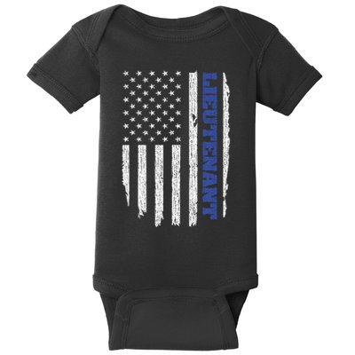 Police Lieutenant American Flag Usa Thin Blue Baby Bodysuit