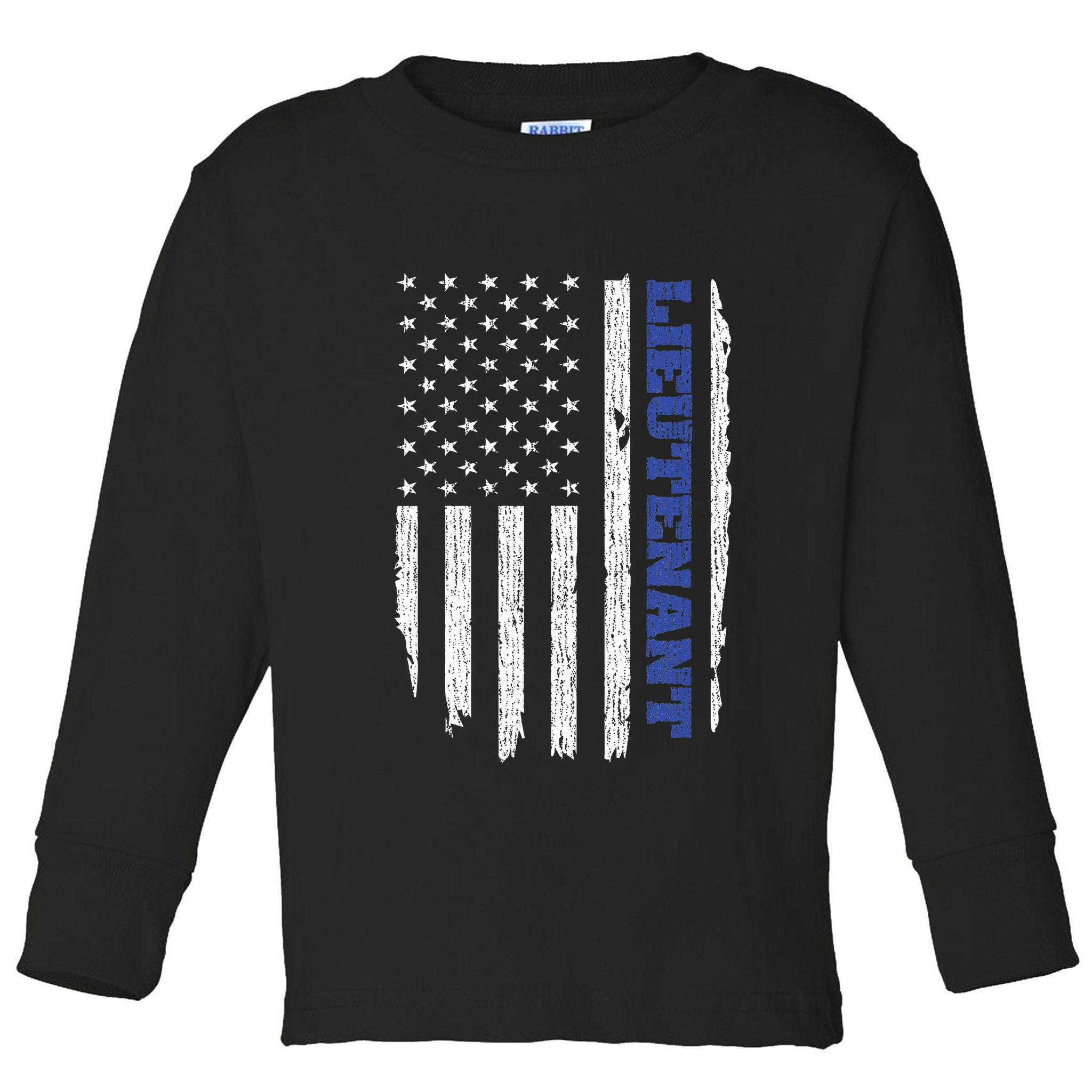 Police Lieutenant American Flag Usa Thin Blue Toddler Long Sleeve Shirt