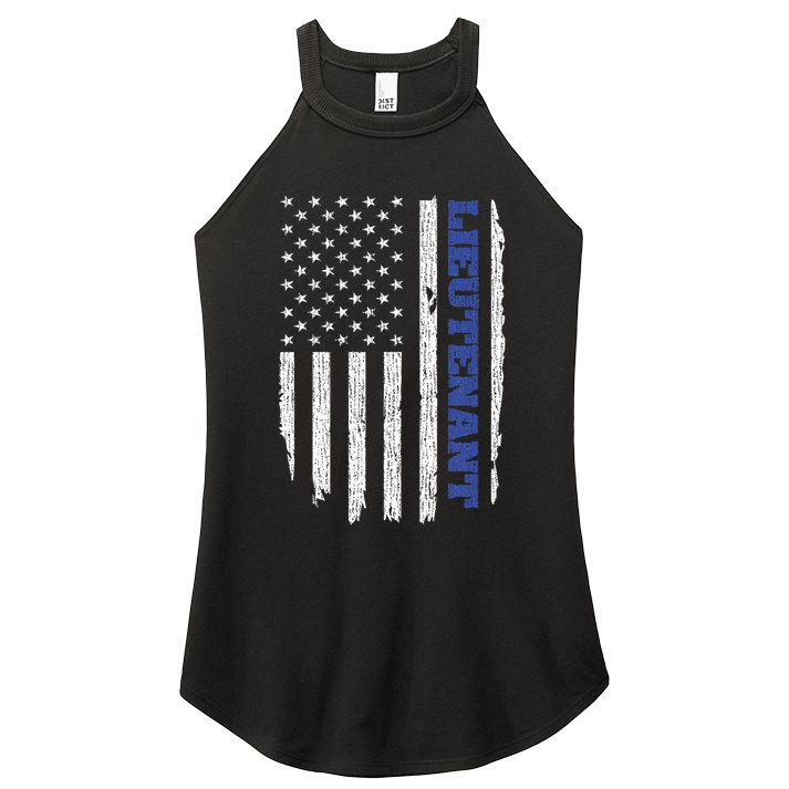 Police Lieutenant American Flag Usa Thin Blue Women's Perfect Tri Rocker Tank
