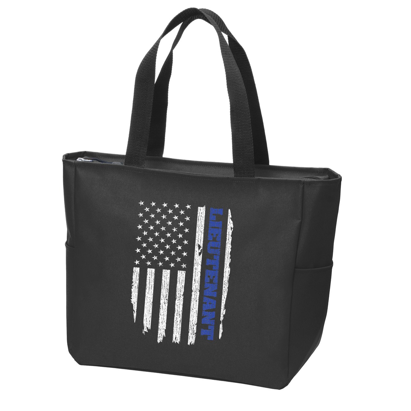 Police Lieutenant American Flag Usa Thin Blue Zip Tote Bag