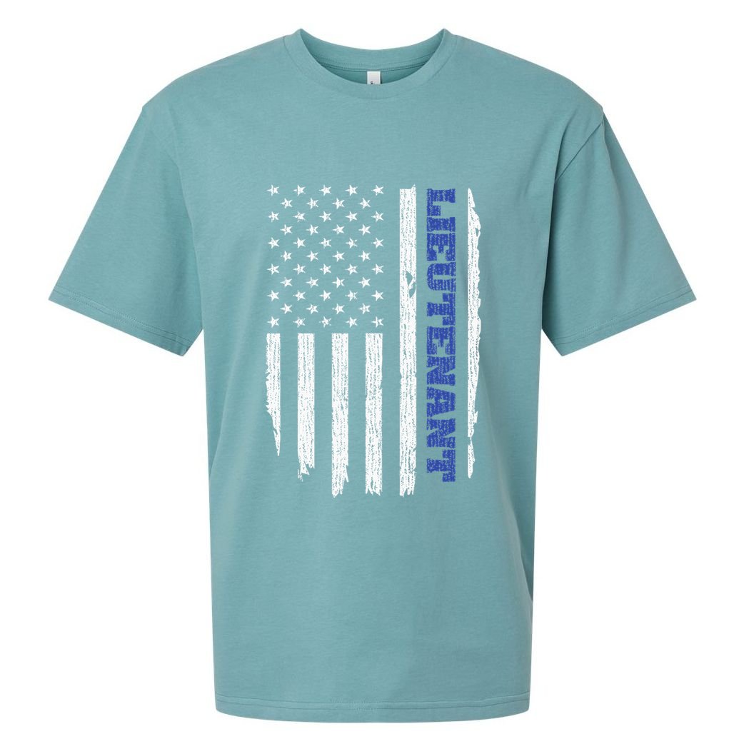 Police Lieutenant American Flag Usa Thin Blue Sueded Cloud Jersey T-Shirt