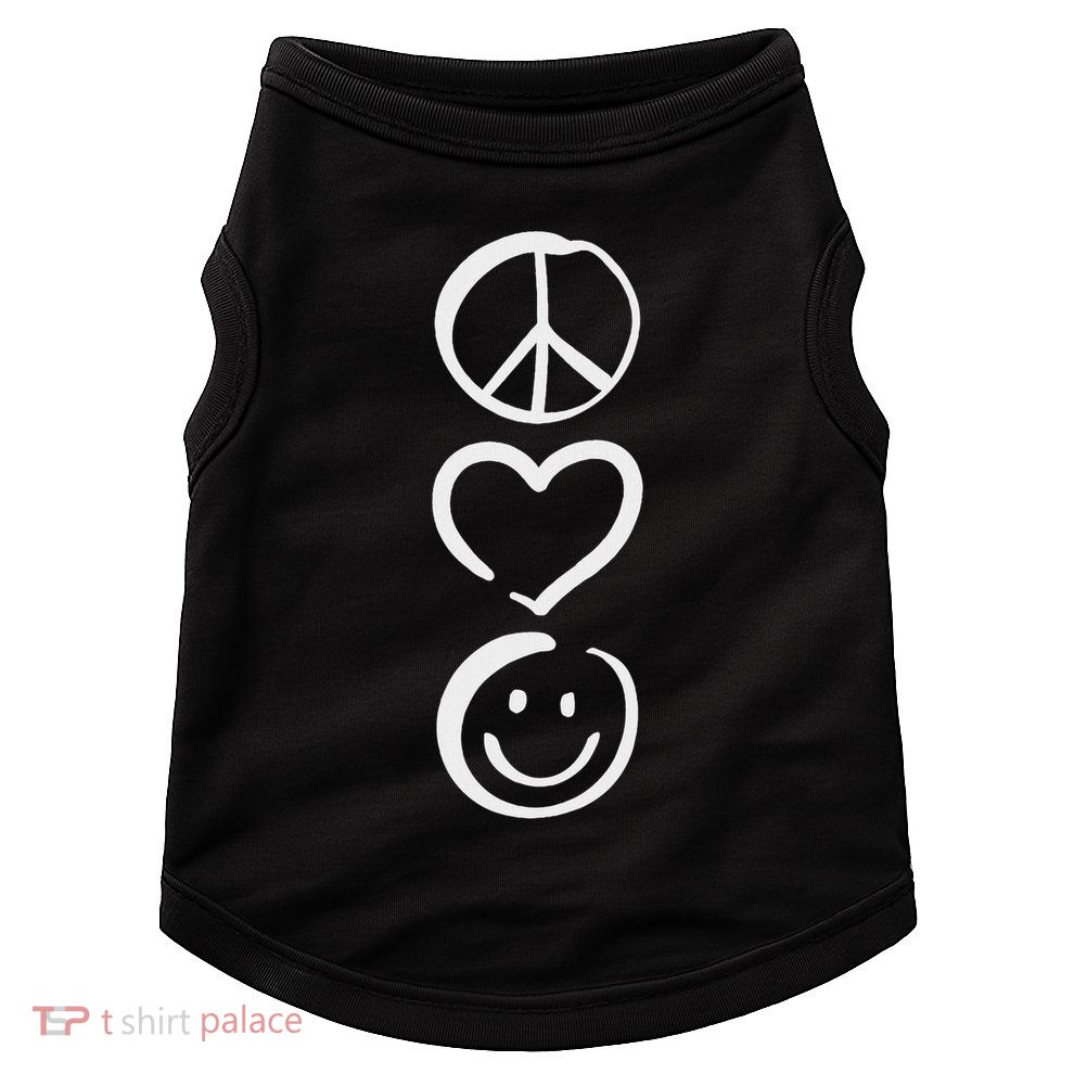 Peace Love And Happiness Peace Sign, Heart, Smile Doggie Tank