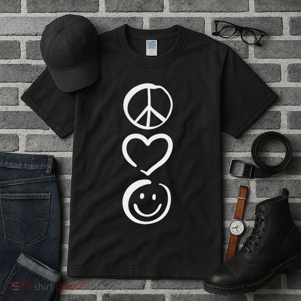 Peace Love And Happiness Peace Sign, Heart, Smile Tall T-Shirt