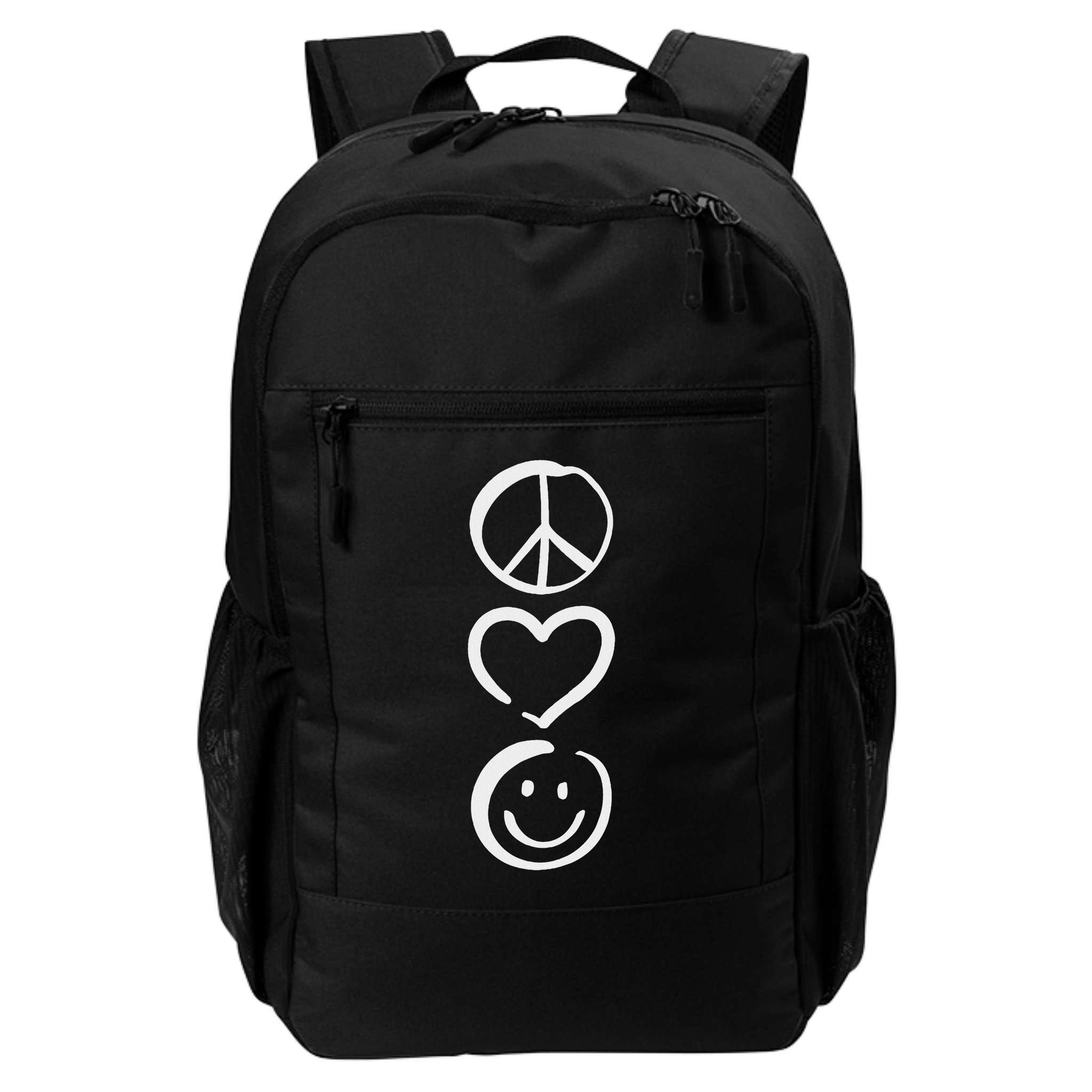 Peace Love And Happiness Peace Sign, Heart, Smile Backpack