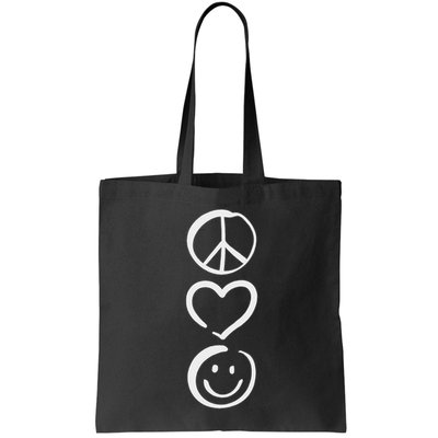 Peace Love And Happiness Peace Sign, Heart, Smile Bag