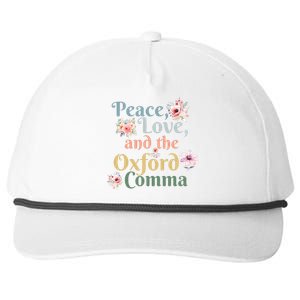 Peace Love And The Oxford Comma English Grammar Humor Joke Snapback Five-Panel Rope Hat