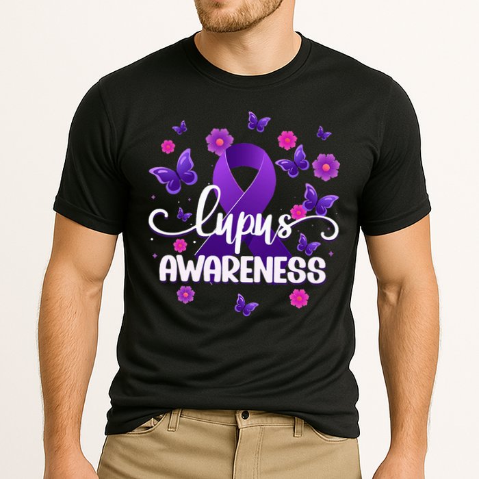 Purple Lupus Awareness Ribbon Purple Butterflies Lupus Cooling Performance Crew T-Shirt