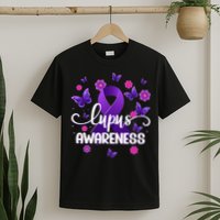 Purple Lupus Awareness Ribbon Purple Butterflies Lupus T-Shirt