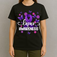 Purple Lupus Awareness Ribbon Purple Butterflies Lupus T-Shirt