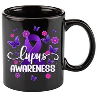 Purple Lupus Awareness Ribbon Purple Butterflies Lupus 11oz C Handle Ceramic Mug