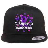 Purple Lupus Awareness Ribbon Purple Butterflies Lupus Flatbill Hat