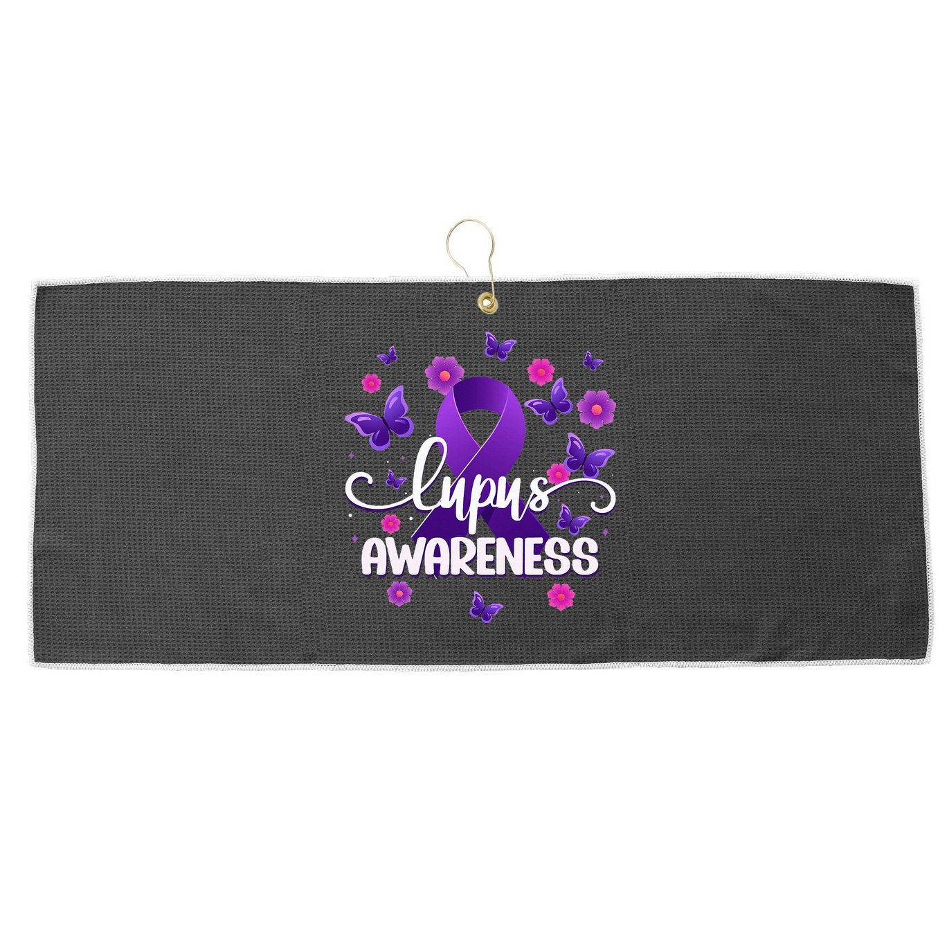 Purple Lupus Awareness Ribbon Purple Butterflies Lupus Large Microfiber Waffle Golf Towel