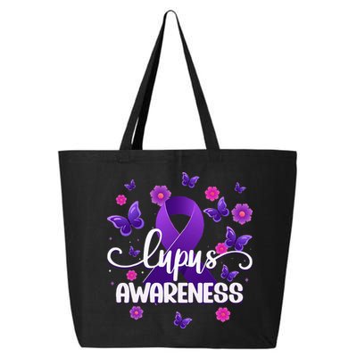Purple Lupus Awareness Ribbon Purple Butterflies Lupus 25L Jumbo Tote