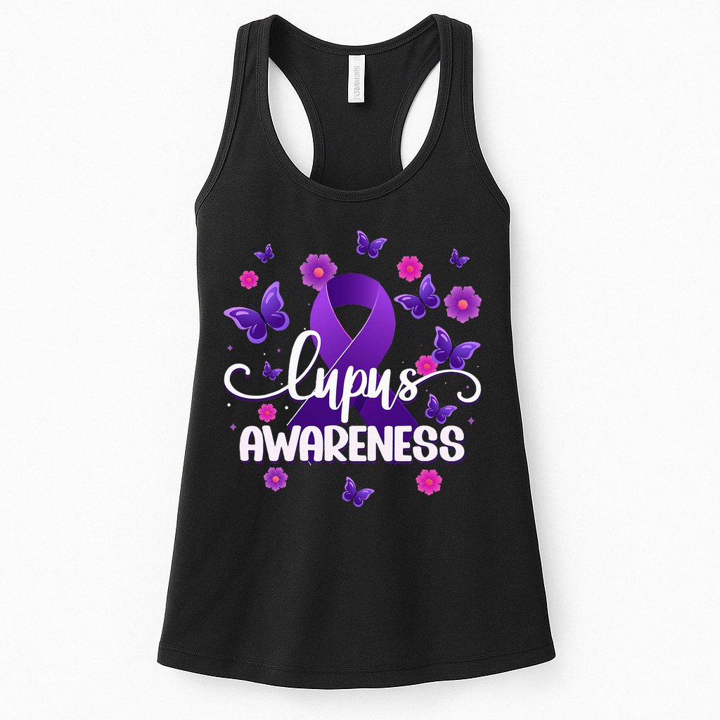 Purple Lupus Awareness Ribbon Purple Butterflies Lupus Womens Tank Top