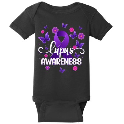 Purple Lupus Awareness Ribbon Purple Butterflies Lupus Baby Bodysuit
