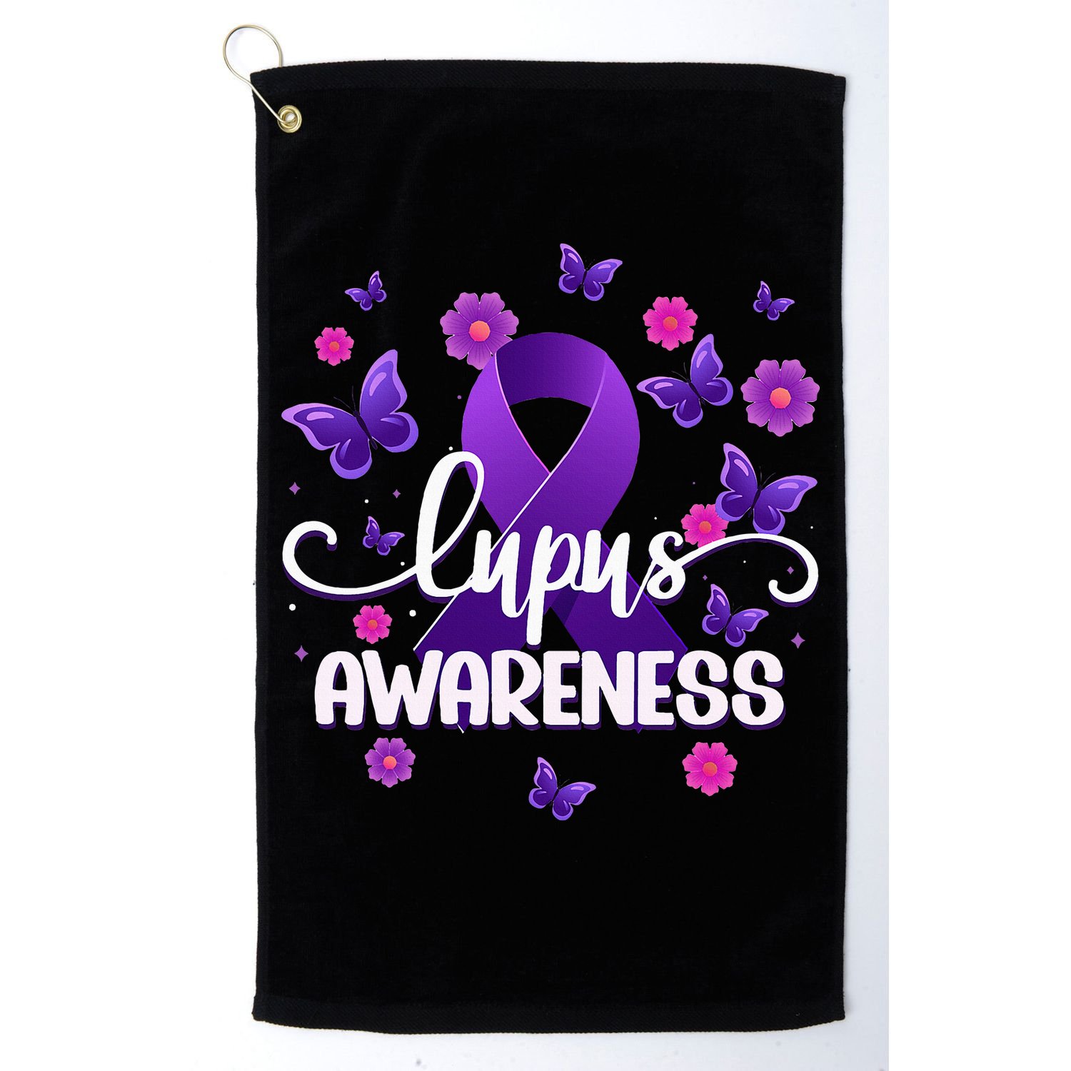 Purple Lupus Awareness Ribbon Purple Butterflies Lupus Golf Towel
