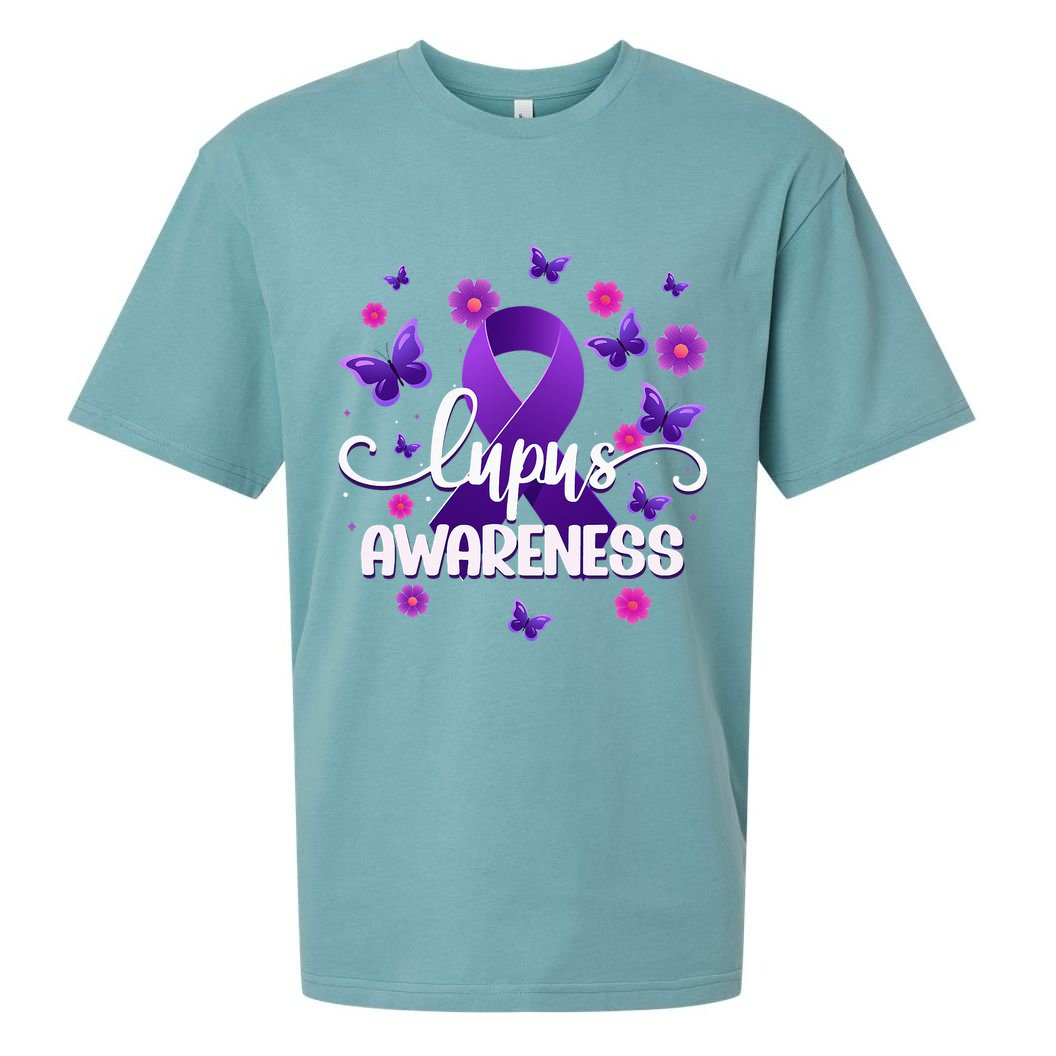 Purple Lupus Awareness Ribbon Purple Butterflies Lupus Sueded Cloud Jersey T-Shirt