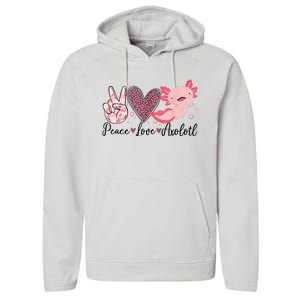 Peace Love Axolotl Heart Leopard Gift Nager Performance Fleece Hoodie