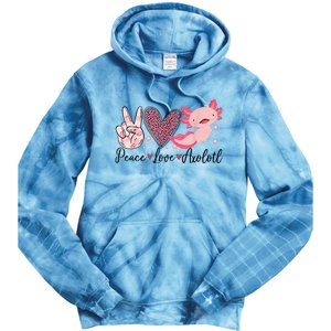 Peace Love Axolotl Heart Leopard Gift Nager Tie Dye Hoodie