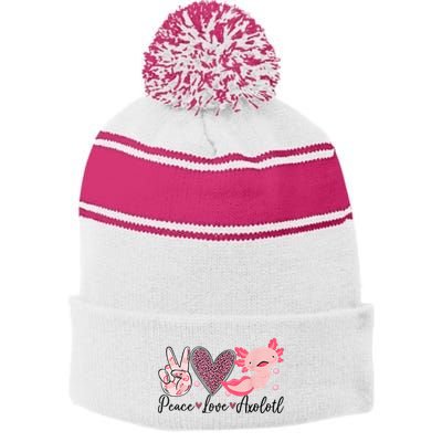 Peace Love Axolotl Heart Leopard Gift Nager Stripe Pom Pom Beanie