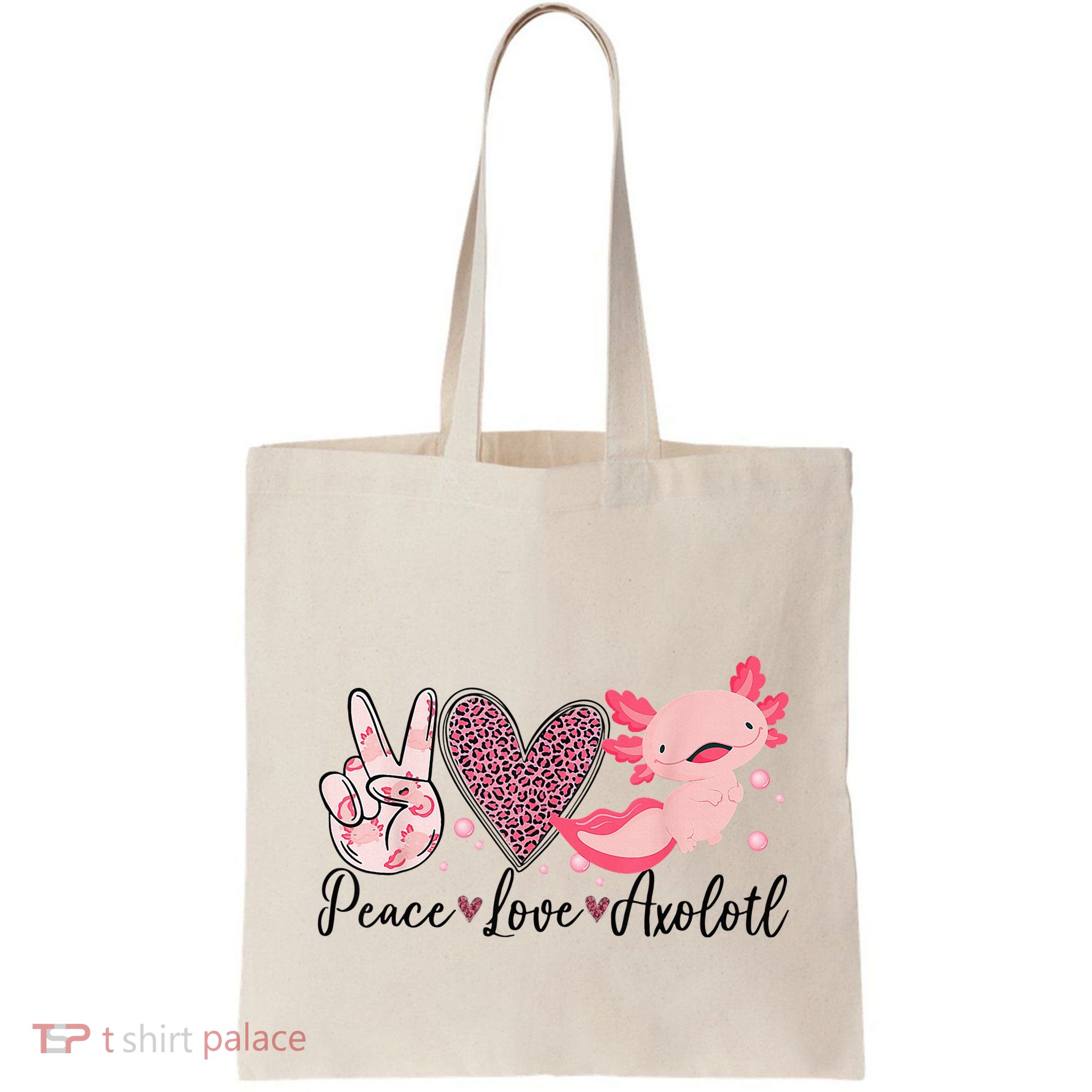 Peace Love Axolotl Heart Leopard Gift Nager Bag