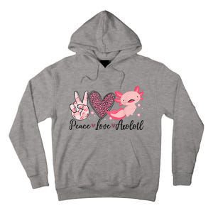 Peace Love Axolotl Heart Leopard Gift Nager Tall Hoodie