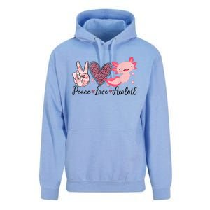 Peace Love Axolotl Heart Leopard Gift Nager Unisex Surf Hoodie