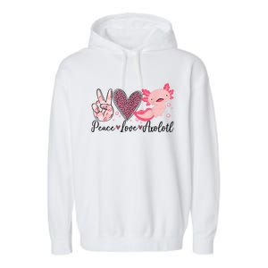 Peace Love Axolotl Heart Leopard Gift Nager Garment-Dyed Fleece Hoodie