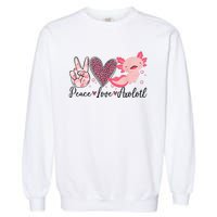 Peace Love Axolotl Heart Leopard Gift Nager Garment-Dyed Sweatshirt