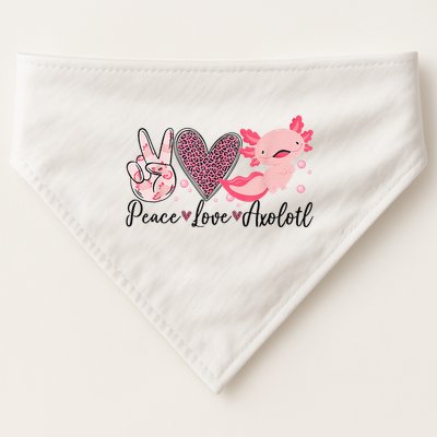 Peace Love Axolotl Heart Leopard Gift Nager USA-Made Doggie Bandana