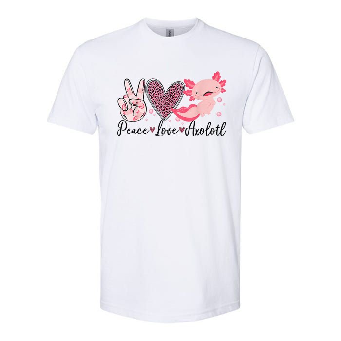 Peace Love Axolotl Heart Leopard Gift Nager Softstyle CVC T-Shirt