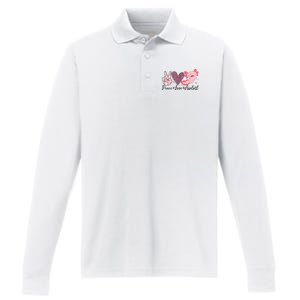 Peace Love Axolotl Heart Leopard Gift Nager Performance Long Sleeve Polo