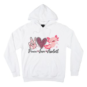 Peace Love Axolotl Heart Leopard Gift Nager Hoodie