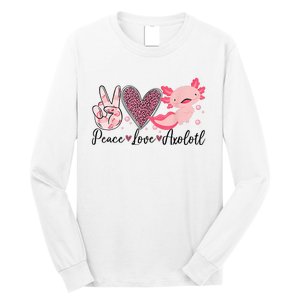 Peace Love Axolotl Heart Leopard Gift Nager Long Sleeve Shirt