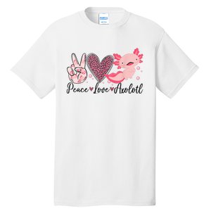 Peace Love Axolotl Heart Leopard Gift Nager Tall T-Shirt