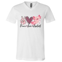 Peace Love Axolotl Heart Leopard Gift Nager V-Neck T-Shirt